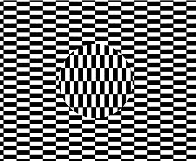Оптические иллюзии: Если смотреть на линзу и двигать головой назад-вперед, то ячейки вокруг нее будут двигаться.  405x332, 7210 байт